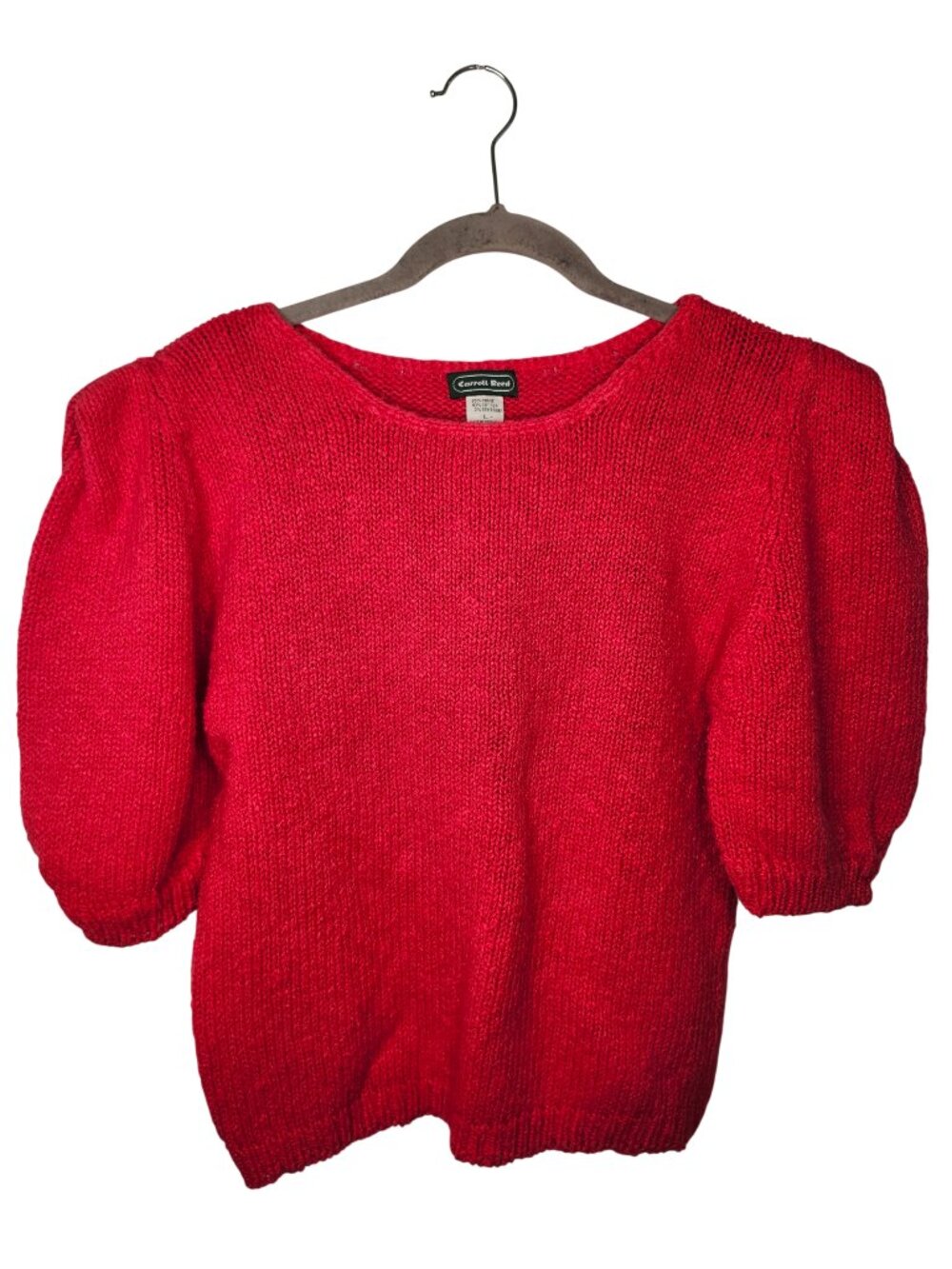 Vintage Carroll Reed Red Half Puff Sleeved Knit Sweater Size Large